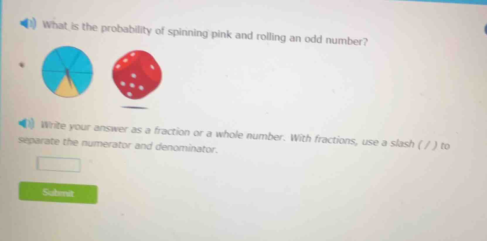 what is the probability of spinning pink and rolling an odd number? wri…