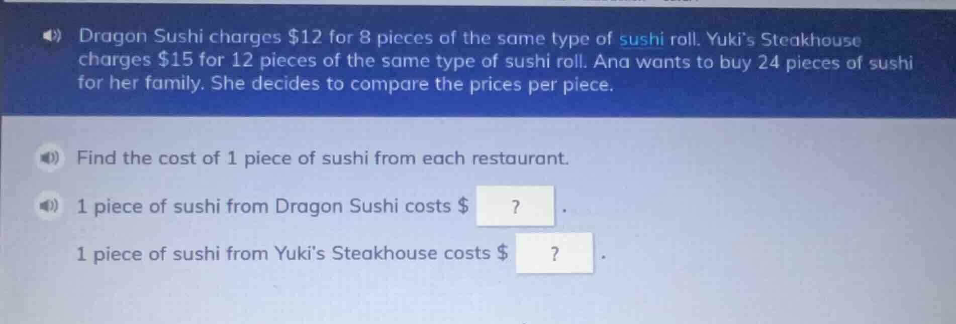dragon sushi charges $12 for 8 pieces of the same type of sushi roll. y…