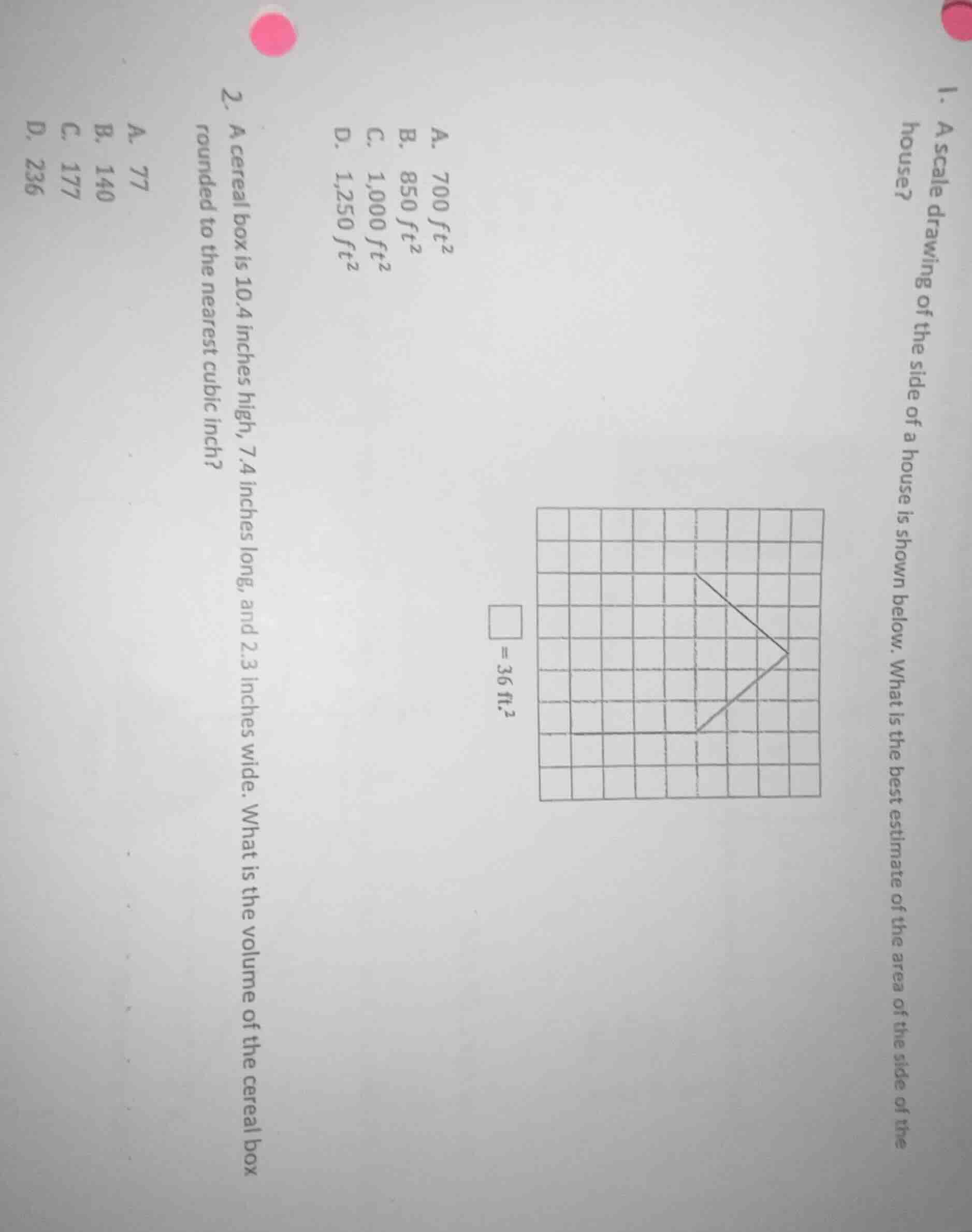1. a scale drawing of the side of a house is shown below. what is the b…
