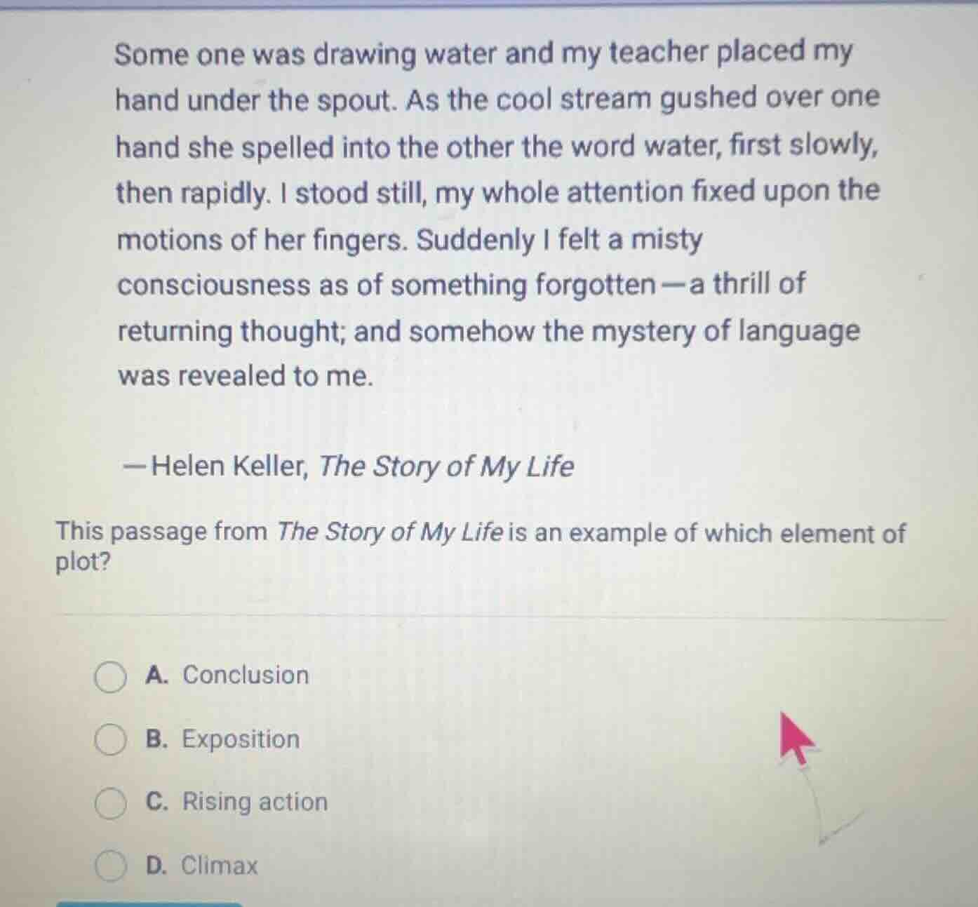 some one was drawing water and my teacher placed my hand under the spou…