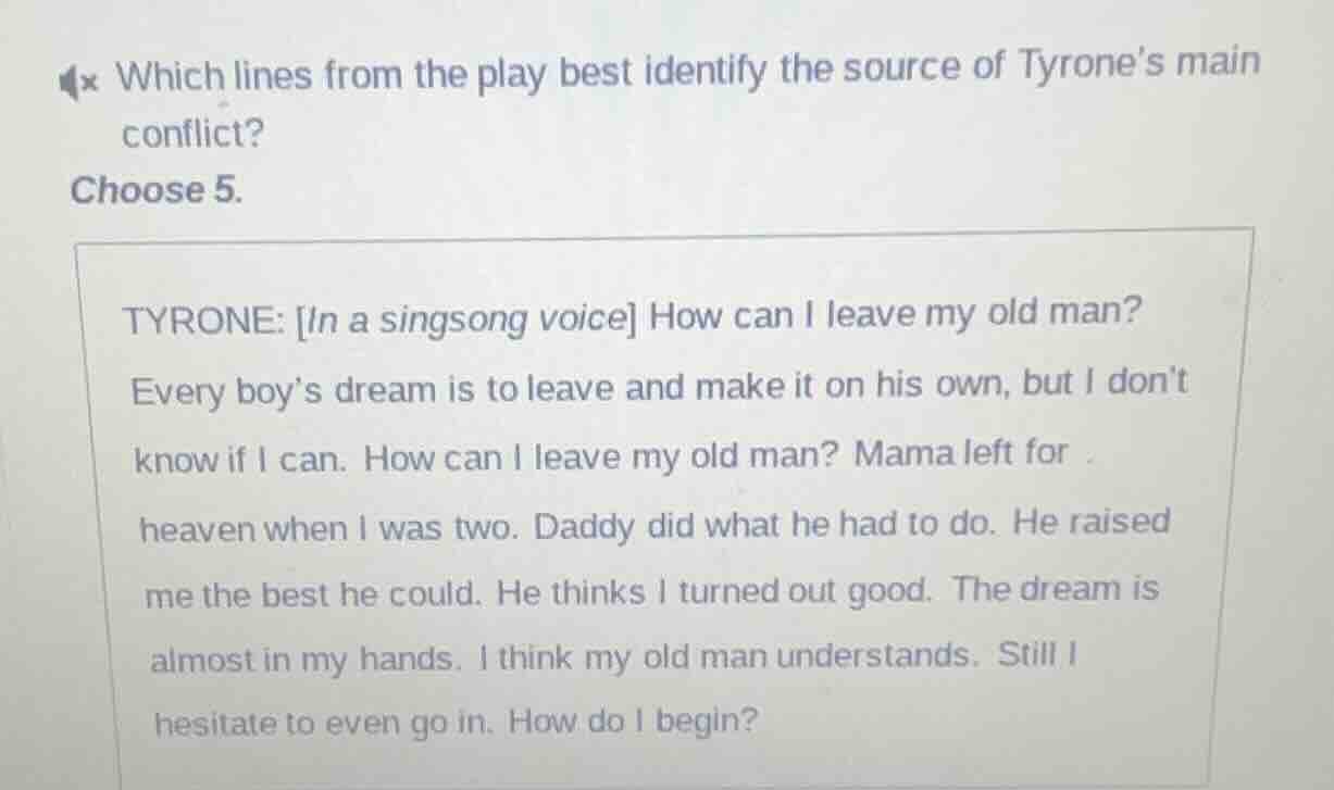 which lines from the play best identify the source of tyrone’s main con…