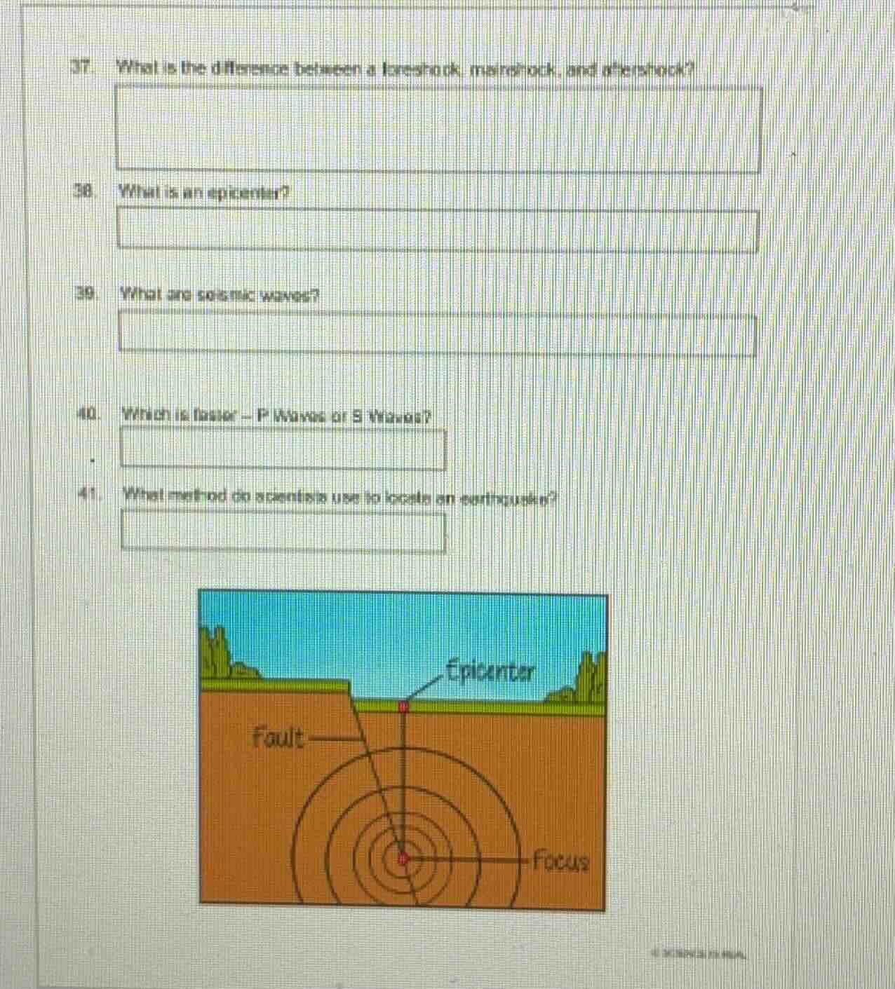 37. what is the difference between a foreshock, mainshock, and aftersho…