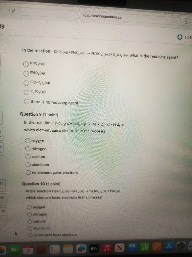 in the reaction: $kno_3(aq) + pbso_4(aq) \ ightarrow pb(no_3)_2(aq) + k…