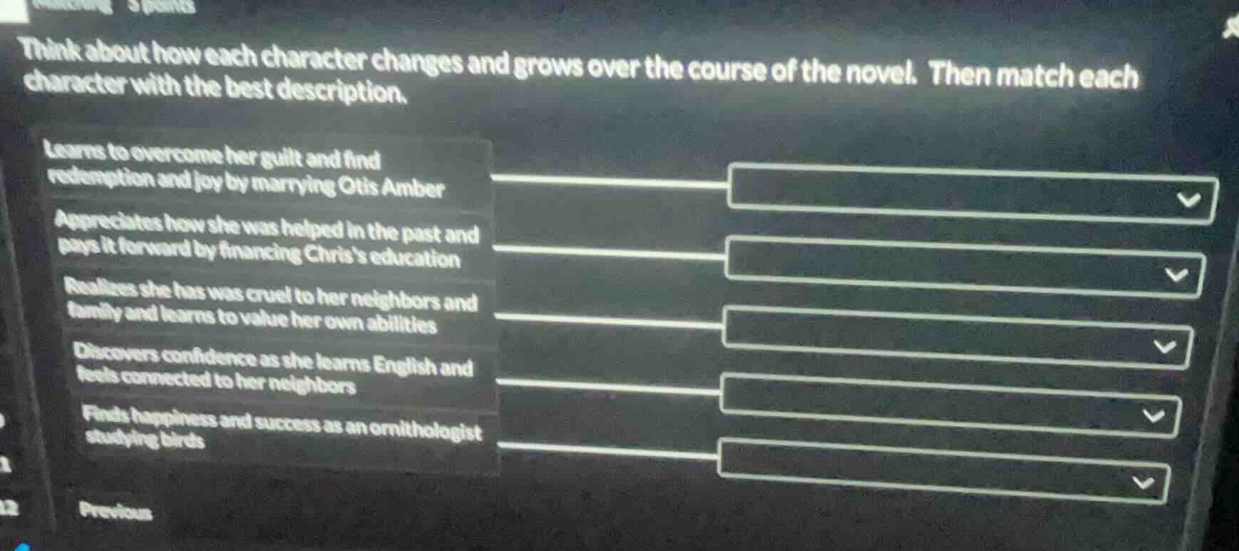 think about how each character changes and grows over the course of the…