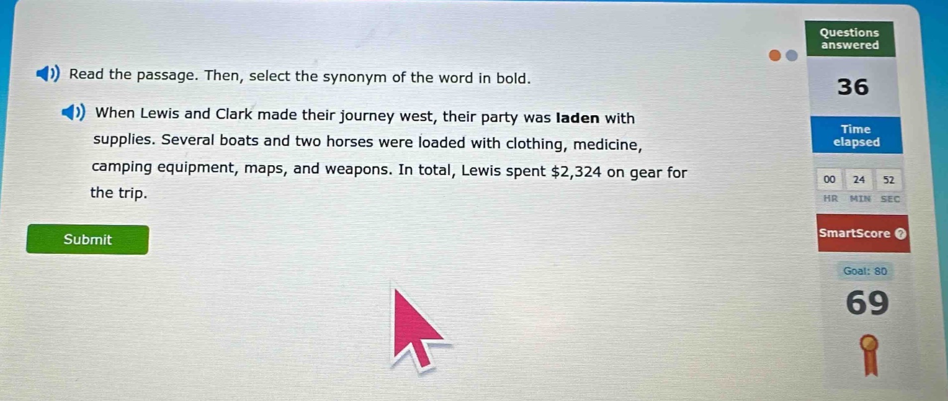 read the passage. then, select the synonym of the word in bold. when le…