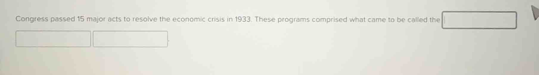 congress passed 15 major acts to resolve the economic crisis in 1933. t…