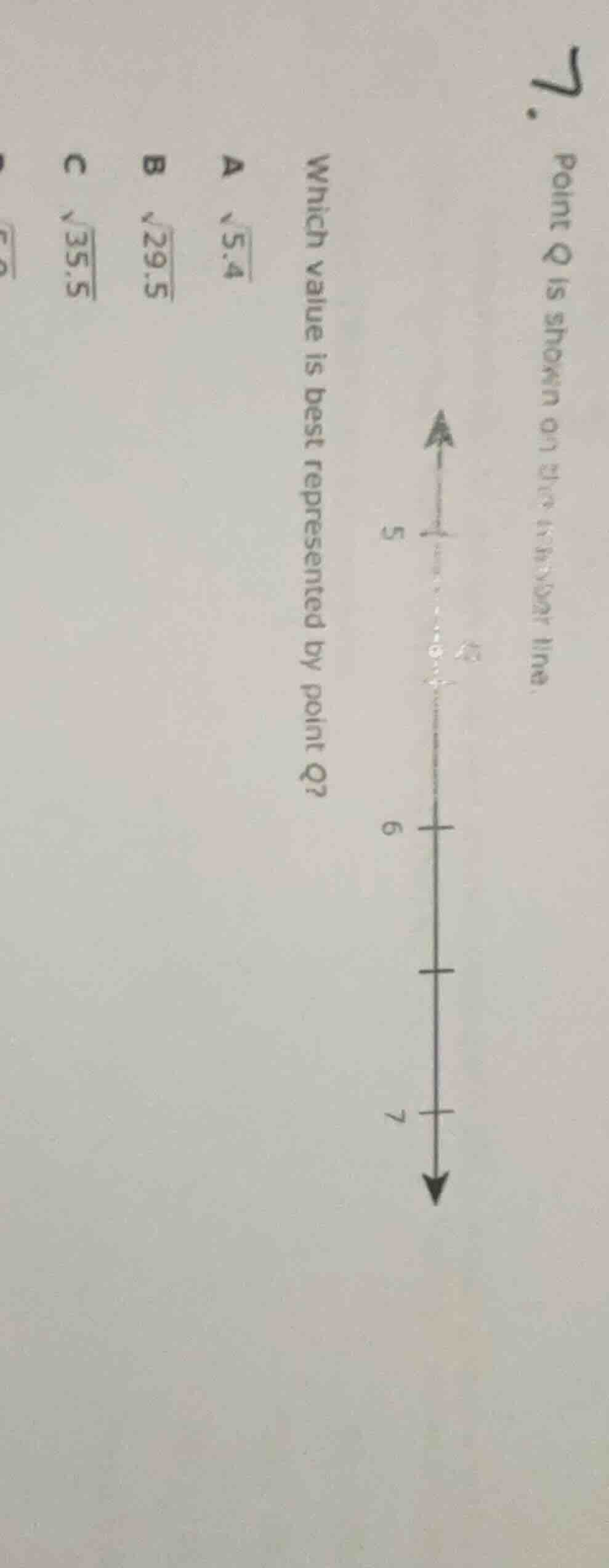 7. point q is shown on the number line. which value is best represented…
