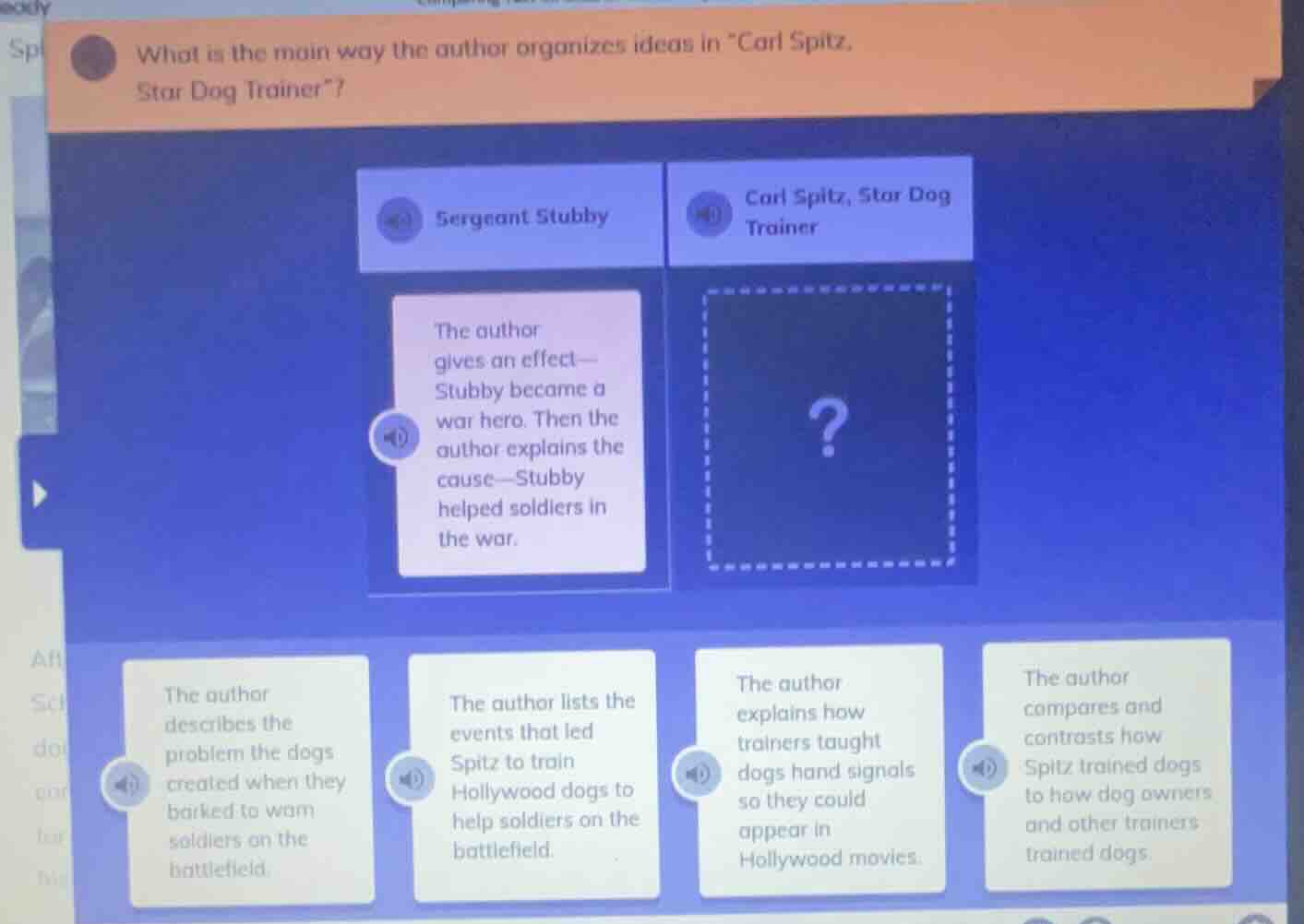 what is the main way the author organizes ideas in \carl spitz, star do…