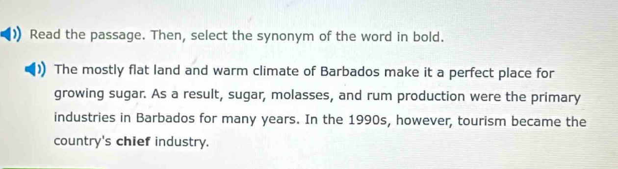 read the passage. then, select the synonym of the word in bold. the mos…