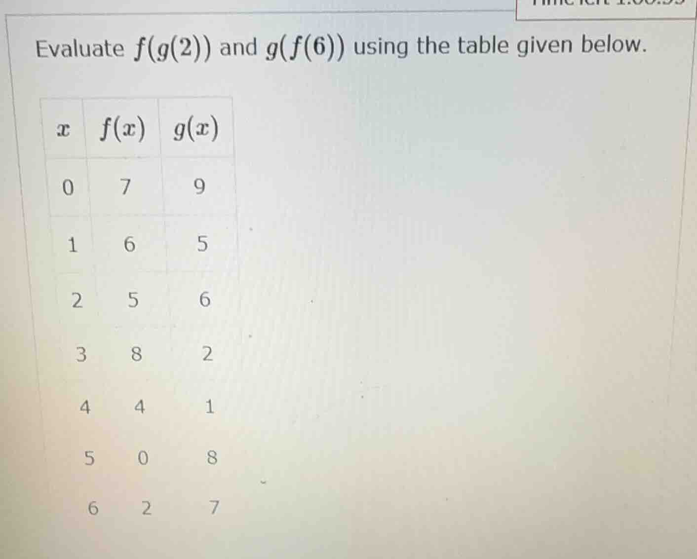 evaluate $f(g(2))$ and $g(f(6))$ using the table given below. | $x$ | $…