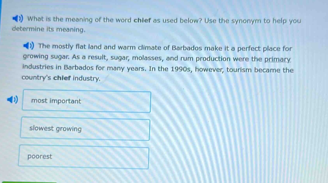 what is the meaning of the word chief as used below? use the synonym to…