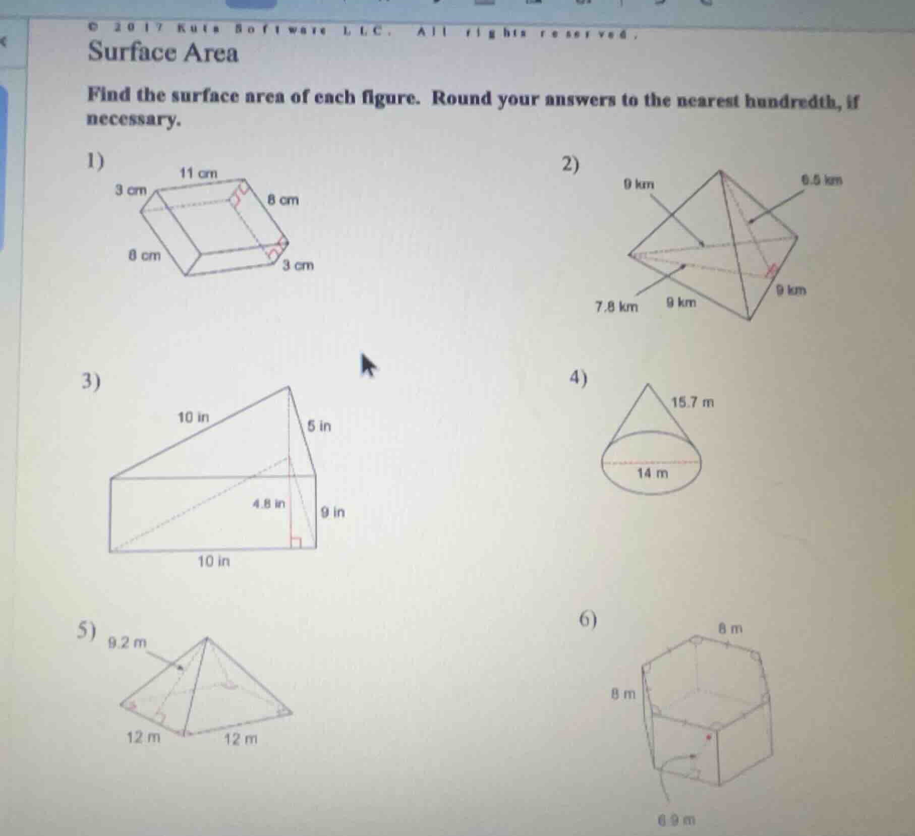 © 2017 kuta software llc. all rights reserved. surface area find the su…