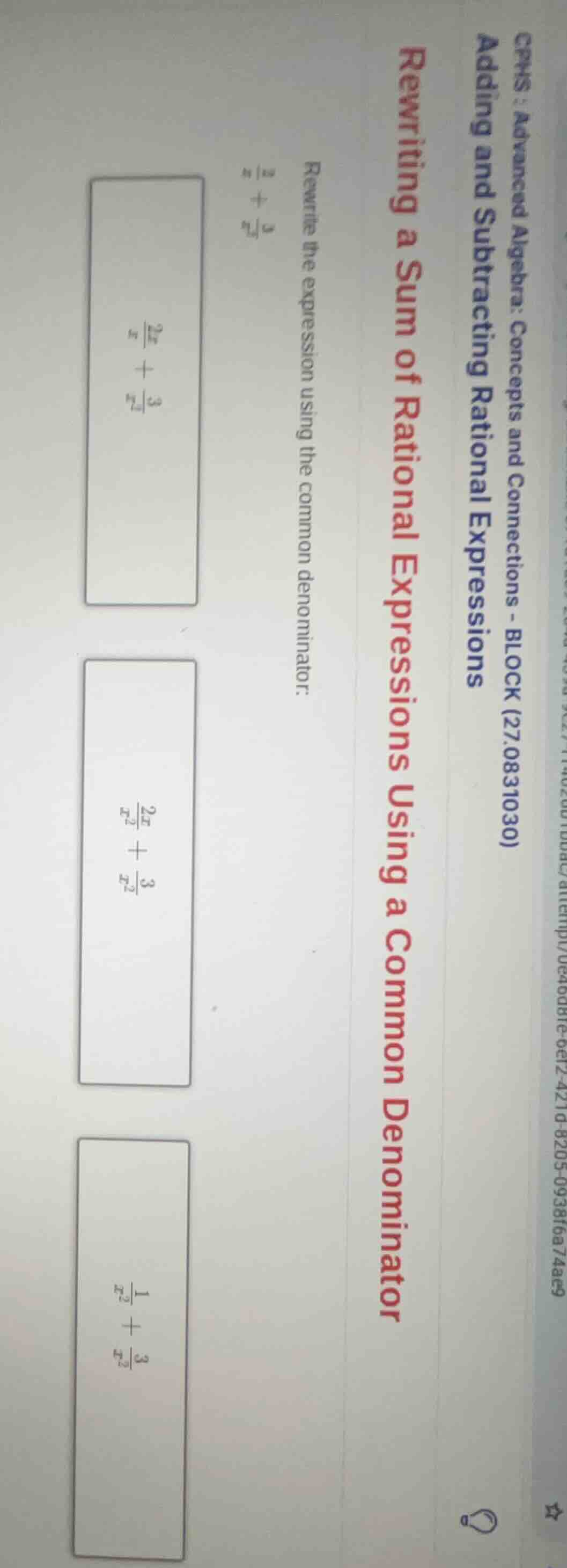 cphs : advanced algebra: concepts and connections - block (27.0831030) …