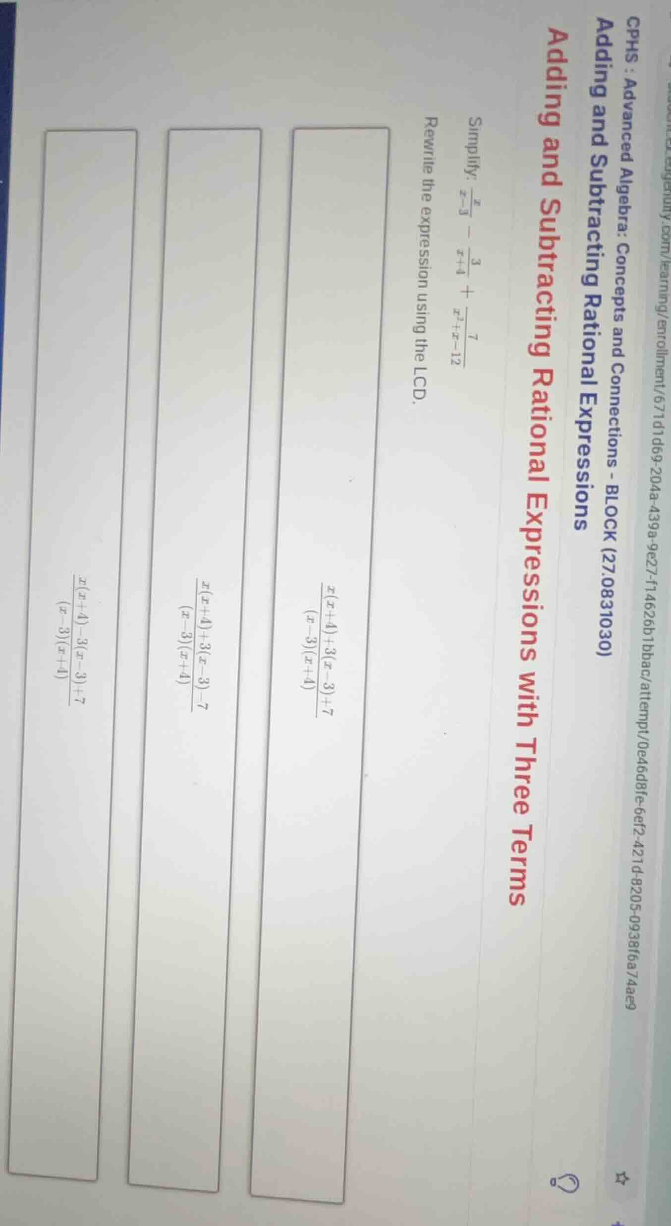 cphs : advanced algebra: concepts and connections - block (27.0831030) …