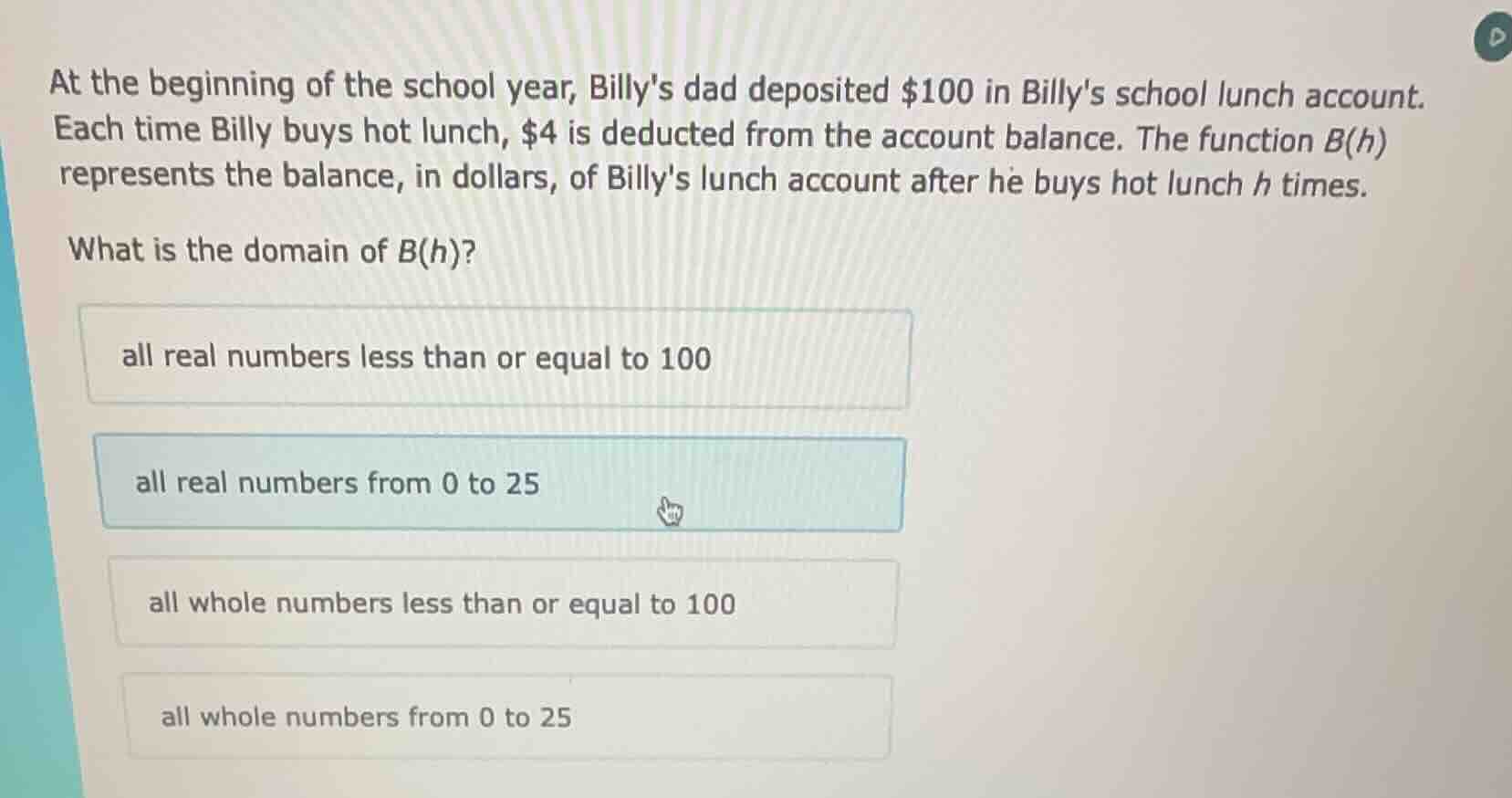 at the beginning of the school year, billys dad deposited $100 in billy…