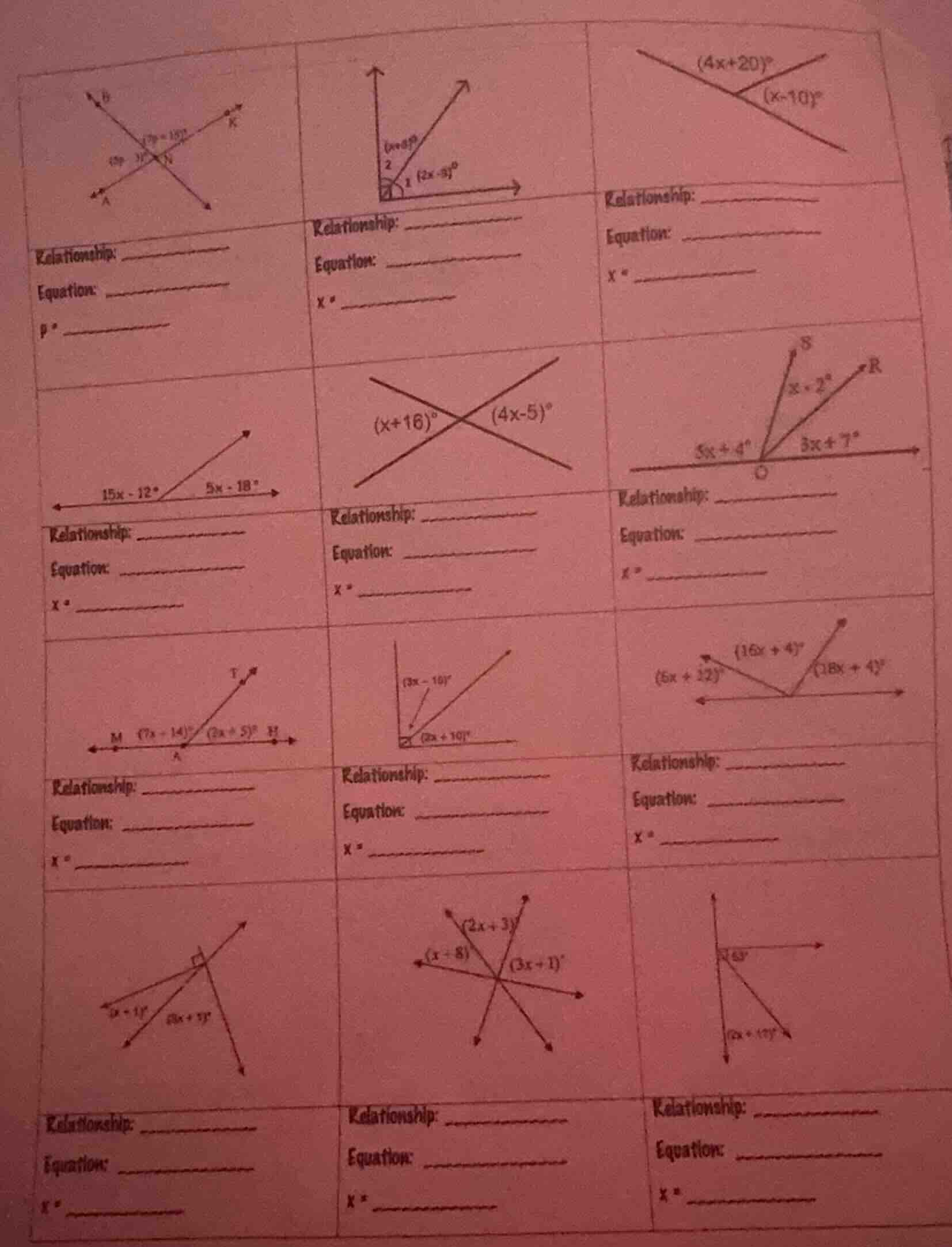 the problem contains multiple geometric figures with angle expressions …