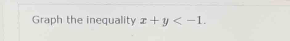 graph the inequality ( x + y < -1 ).