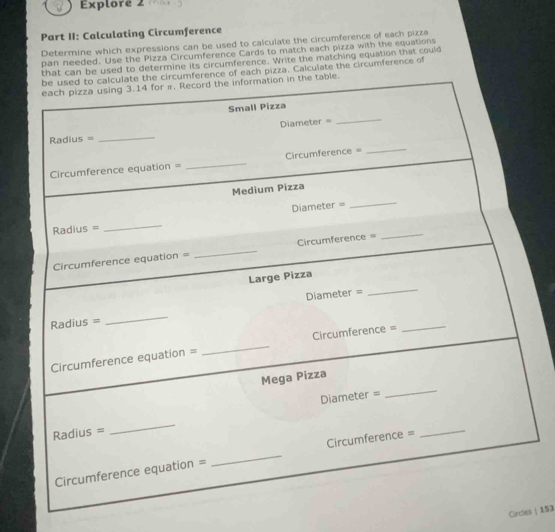 explore 2 part ii: calculating circumference determine which expression…