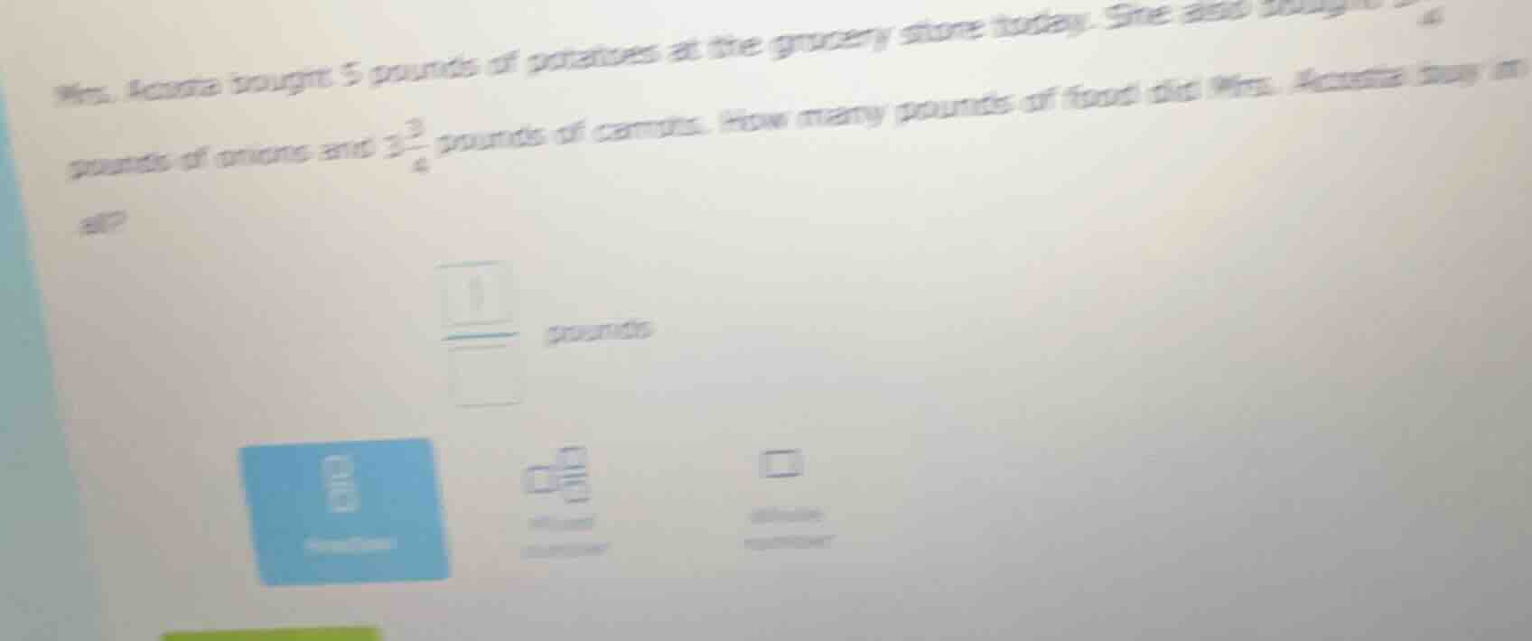 mrs. acosta bought 5 pounds of potatoes at the grocery store today. she…