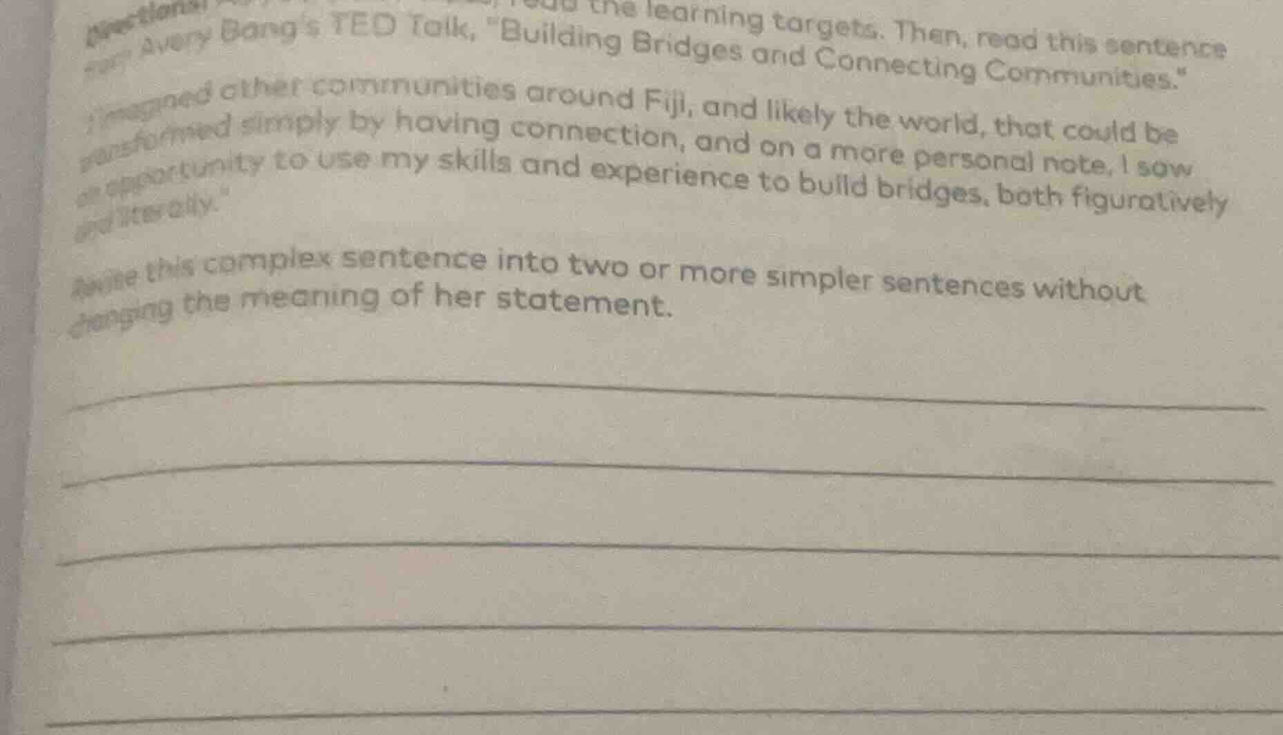 directions: ... read the learning targets. then, read this sentence fro…