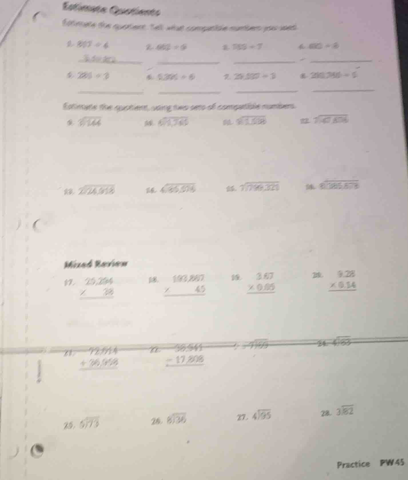 estimate quotients estimate the quotient. tell what compatible numbers …