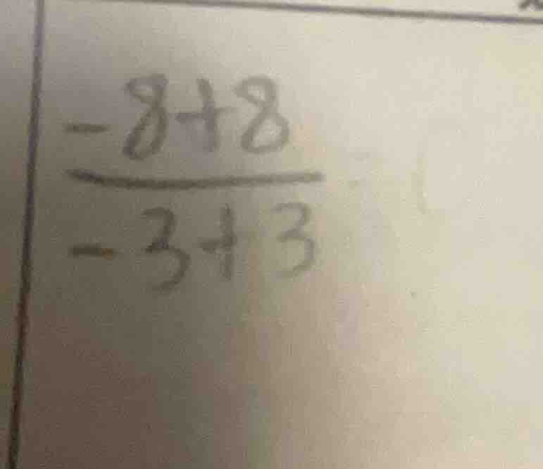 calculate the value of \\(\frac{-8 + 8}{-3 + 3}\\)