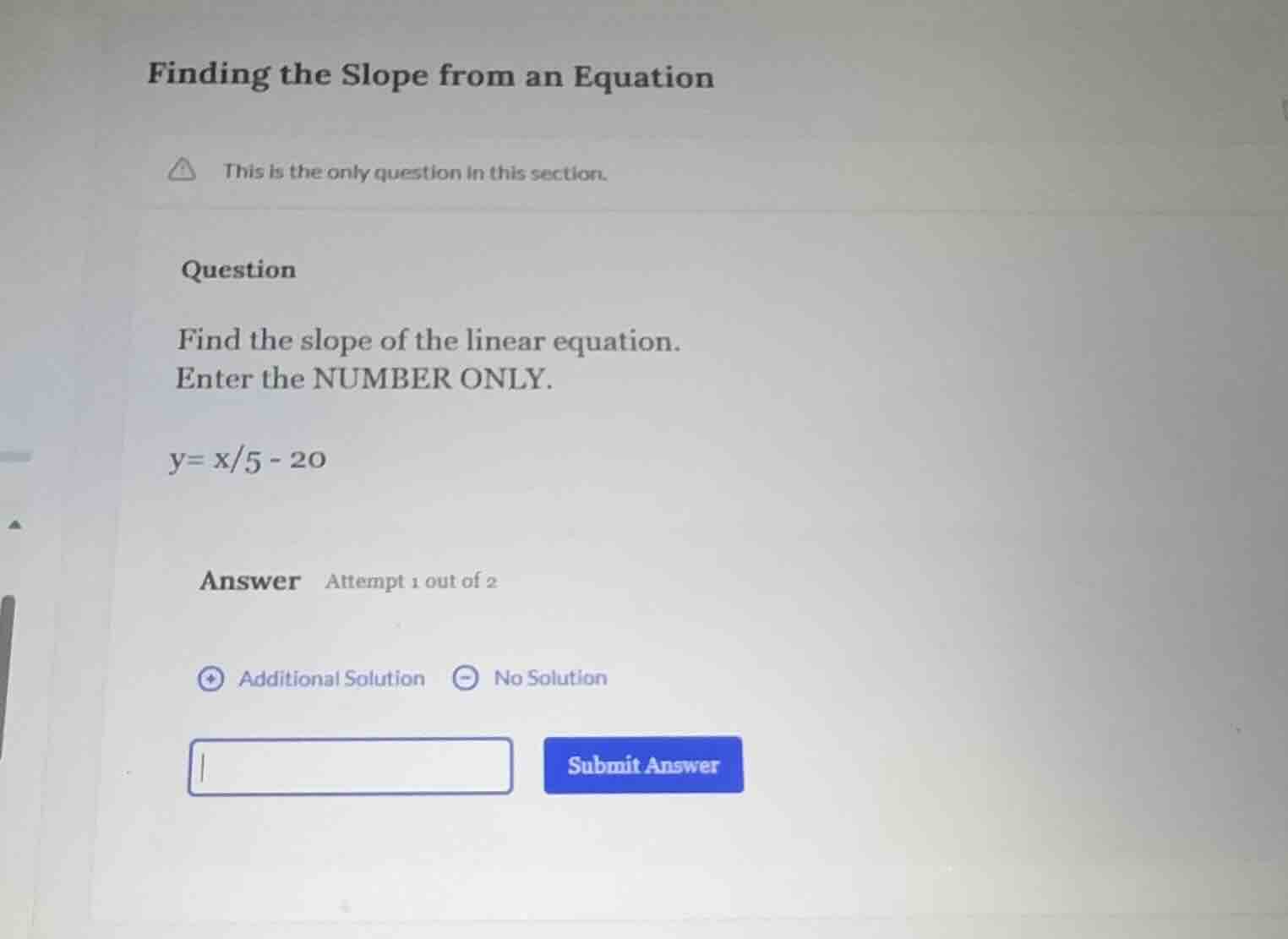 finding the slope from an equation this is the only question in this se…