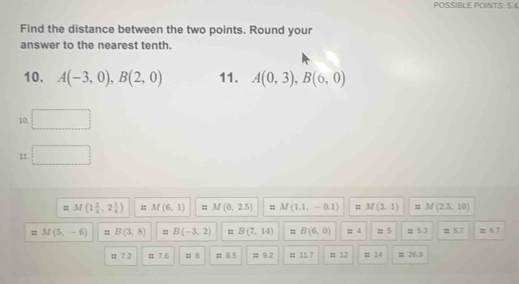 find the distance between the two points. round your answer to the near…