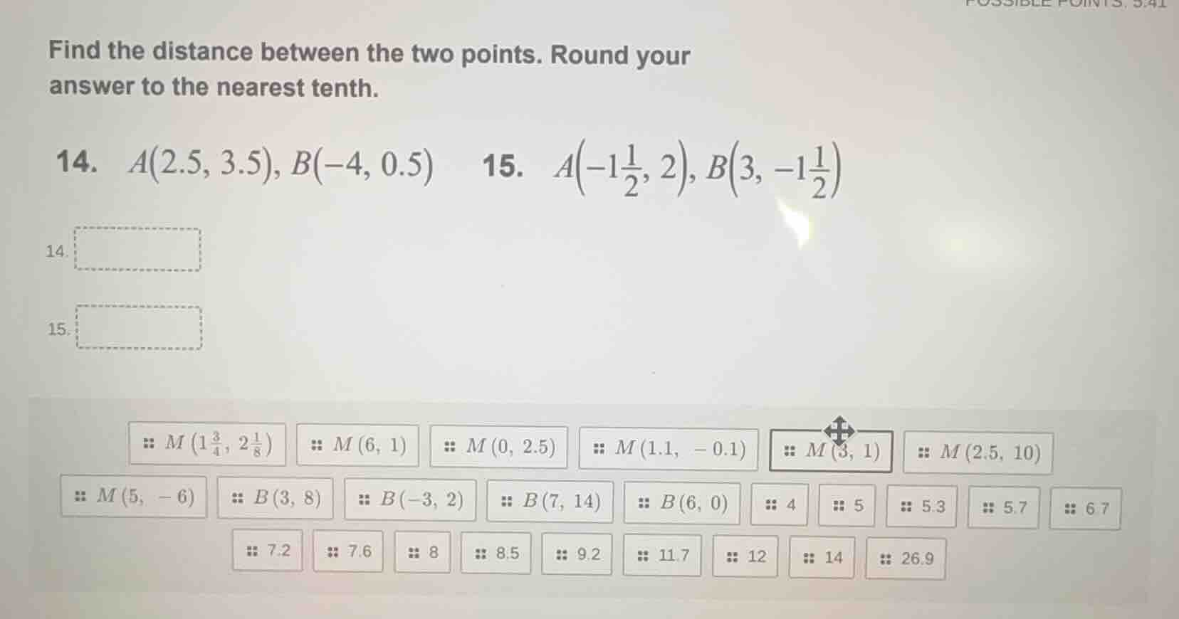 find the distance between the two points. round your answer to the near…