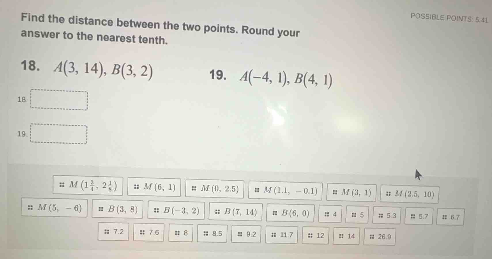 find the distance between the two points. round your answer to the near…