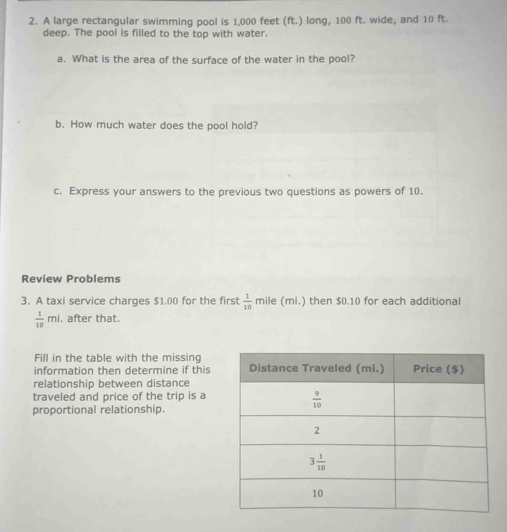 2. a large rectangular swimming pool is 1,000 feet (ft.) long, 100 ft. …