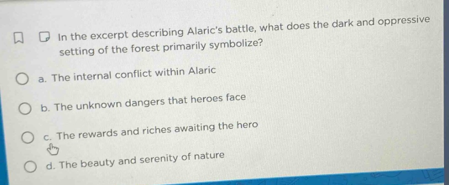 in the excerpt describing alarics battle, what does the dark and oppres…