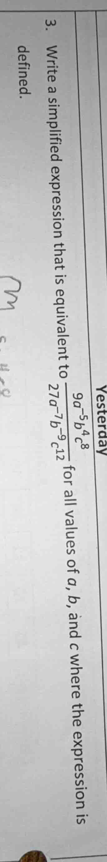 3. write a simplified expression that is equivalent to \\(\frac{9a^{-5}…