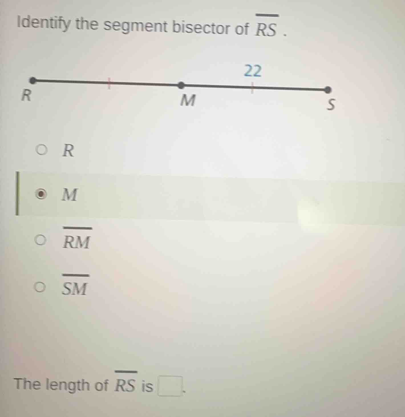 identify the segment bisector of \\(\\overline{rs}\\). line segment rs …