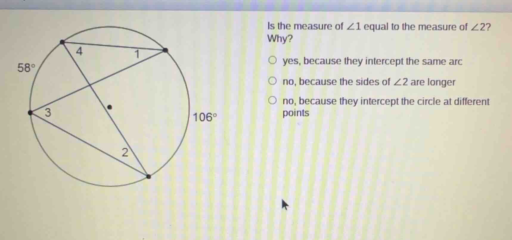 is the measure of $\\angle 1$ equal to the measure of $\\angle 2$? why?…