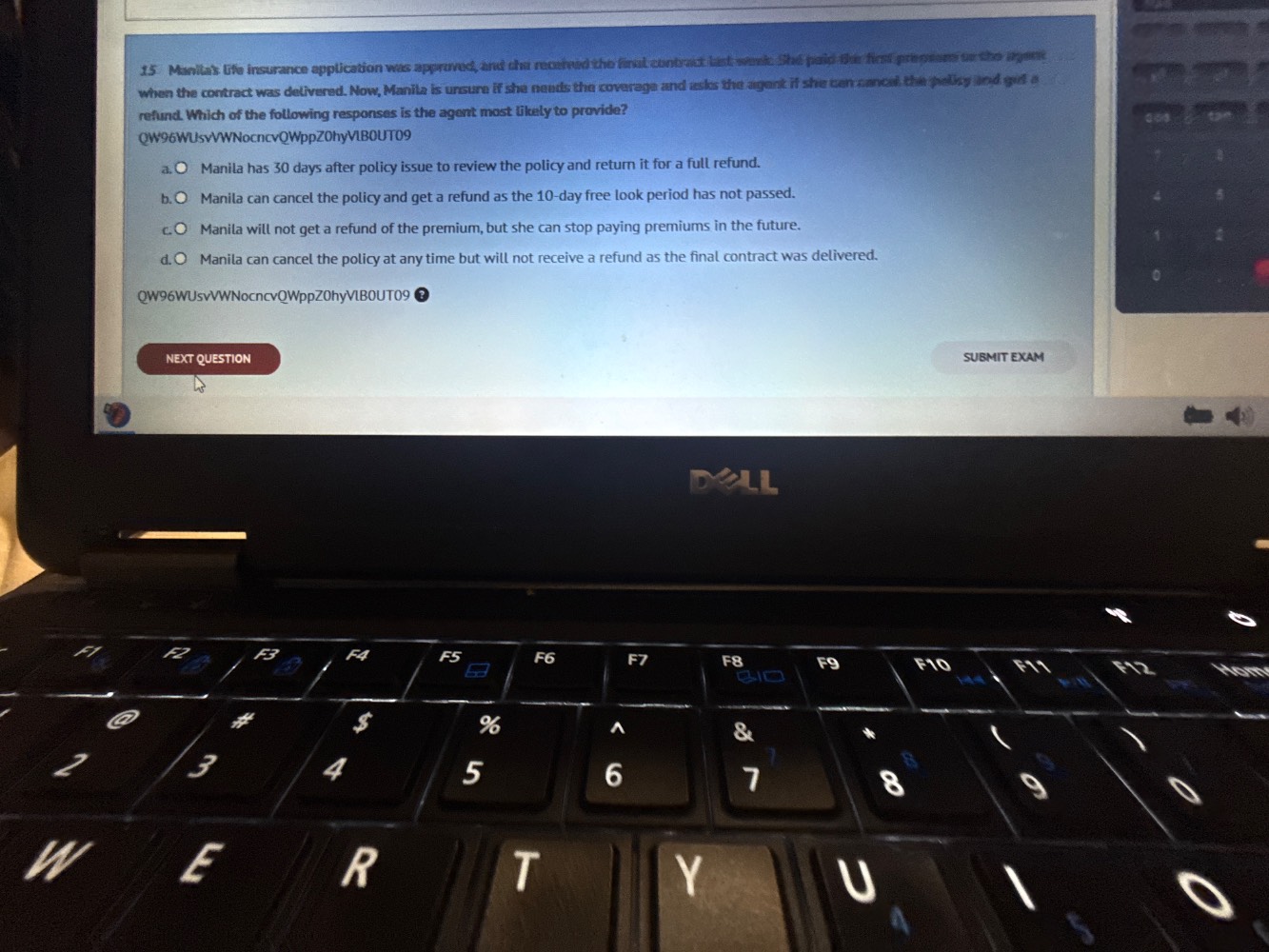15 manilas life insurance application was approved, and she received th…