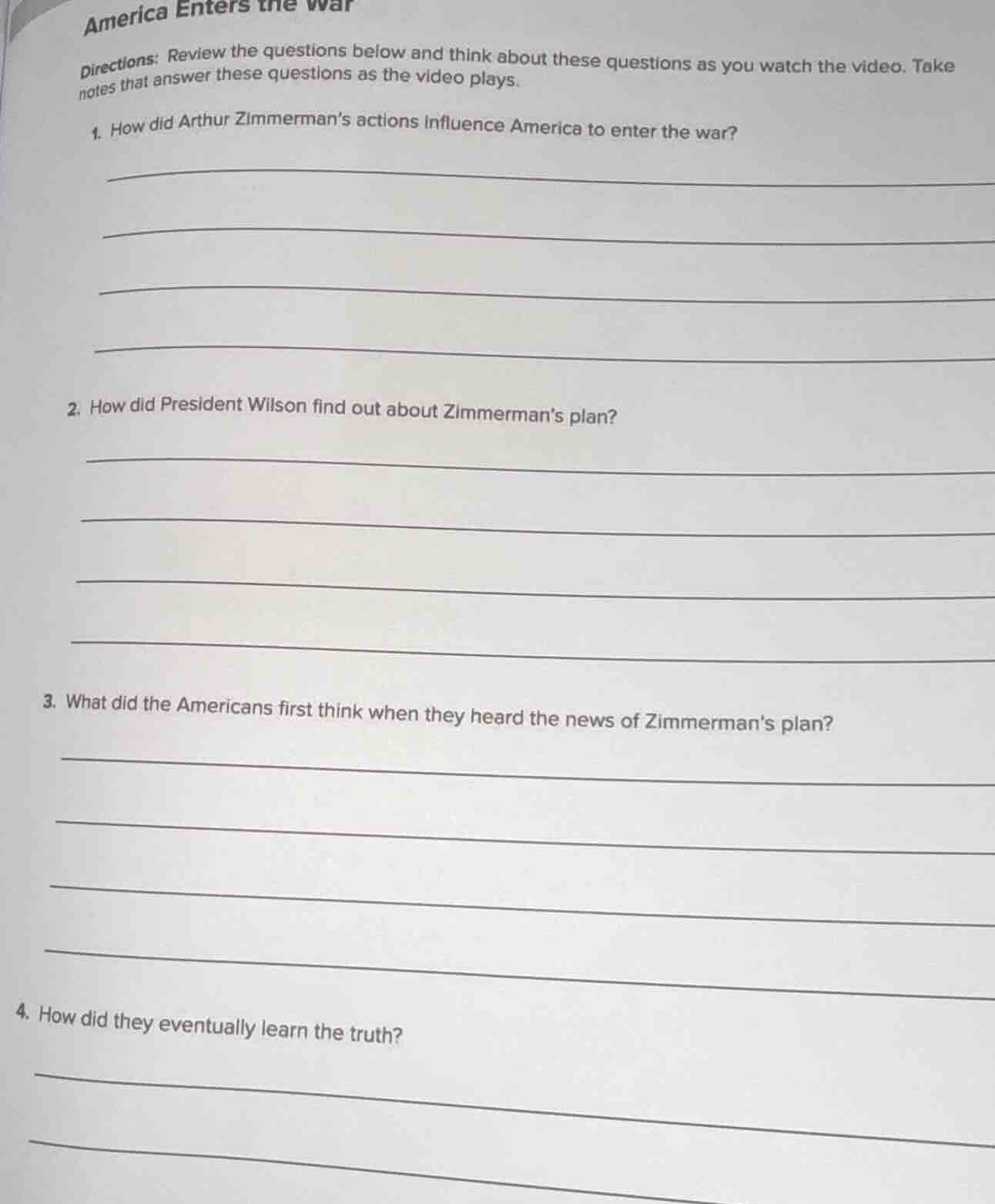 america enters the war directions: review the questions below and think…