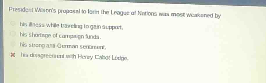 president wilsons proposal to form the league of nations was most weake…
