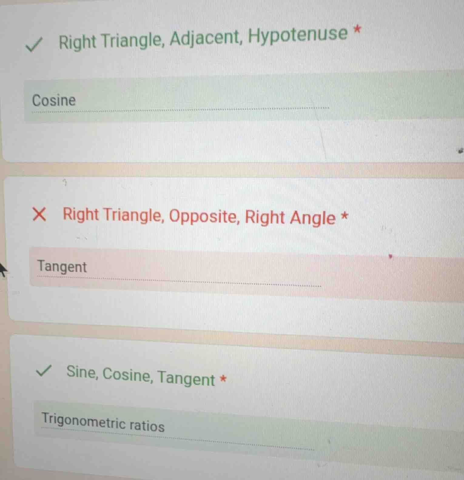 right triangle, adjacent, hypotenuse * cosine x right triangle, opposit…