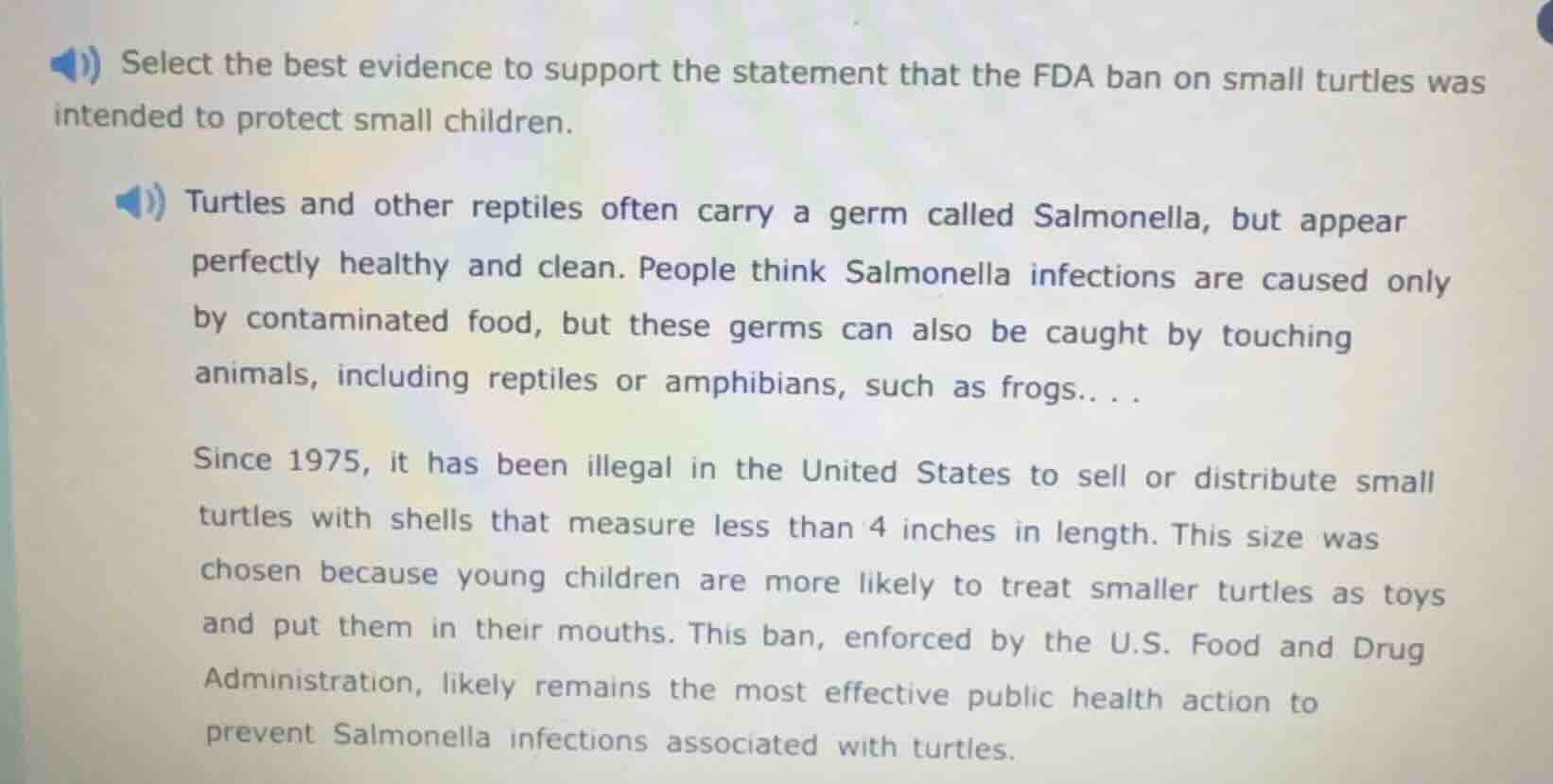 select the best evidence to support the statement that the fda ban on s…