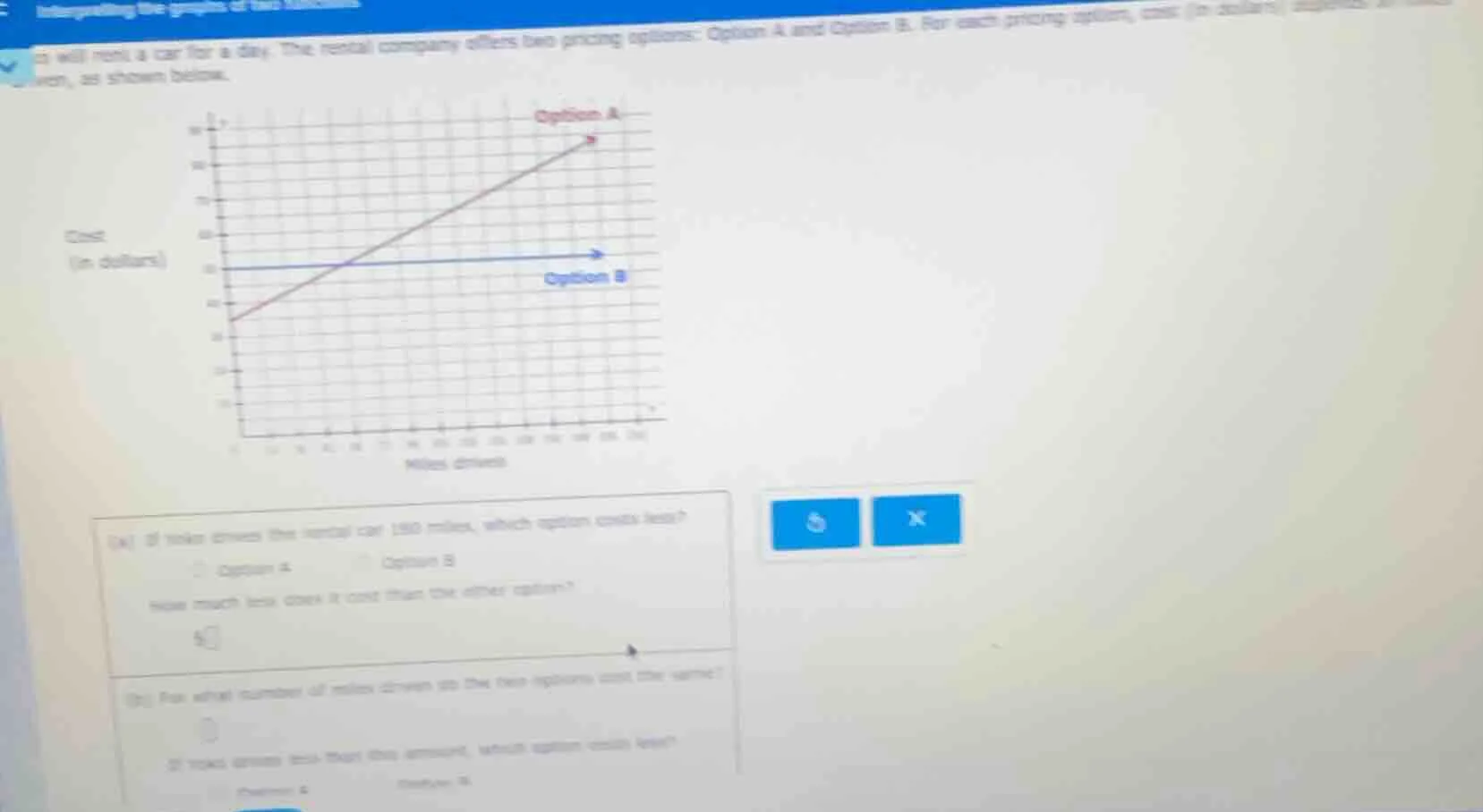 will rent a car for a day. the rental company offers two pricing option…