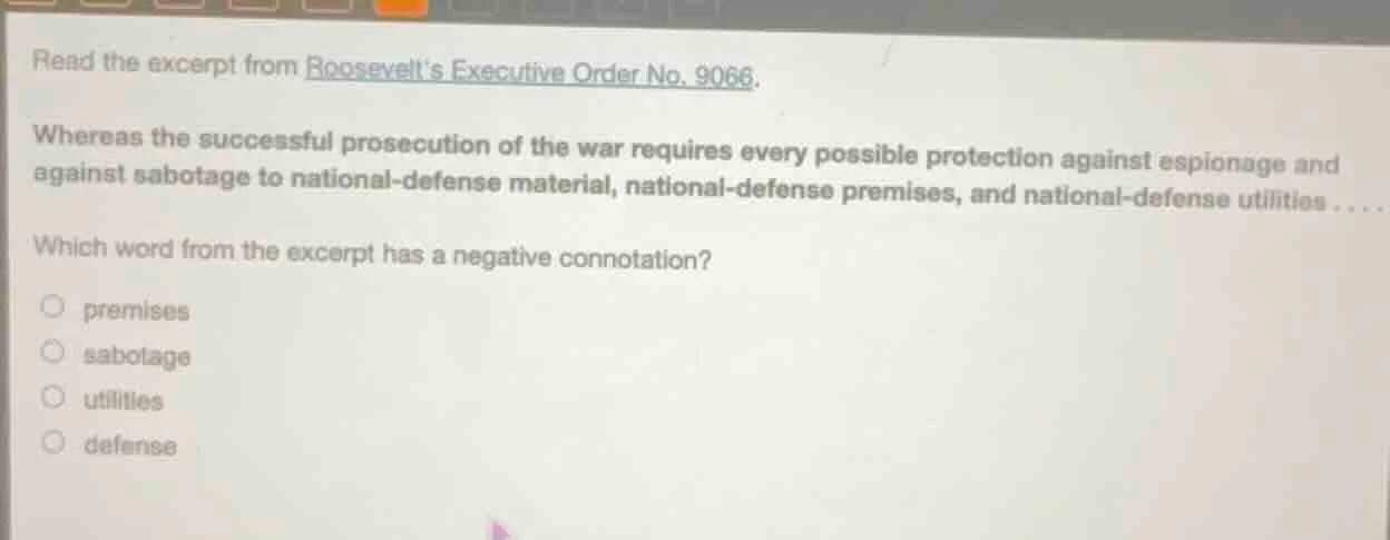 read the excerpt from roosevelts executive order no. 9066. whereas the …