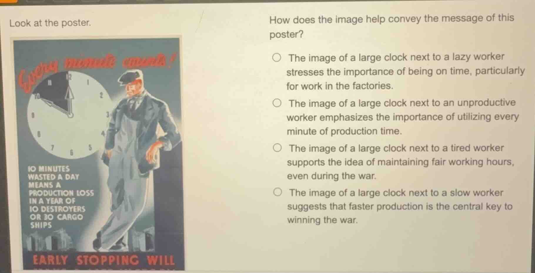 look at the poster. how does the image help convey the message of this …