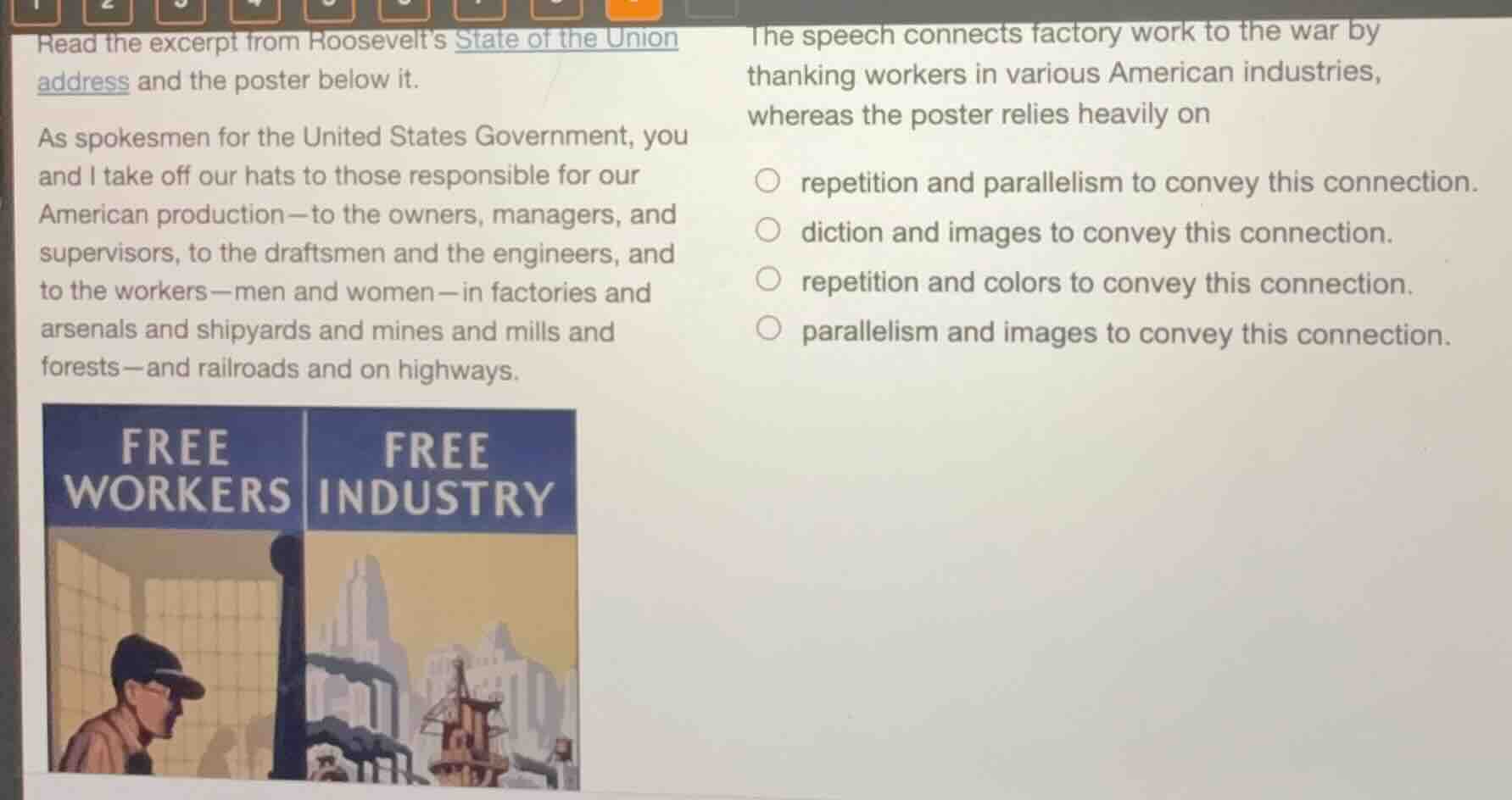 read the excerpt from roosevelts state of the union address and the pos…