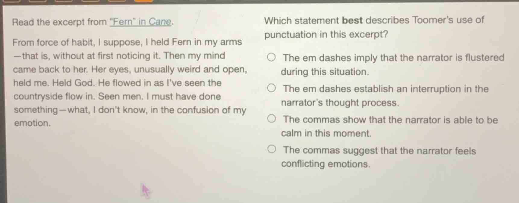 read the excerpt from \fern\ in cane. from force of habit, i suppose, i…