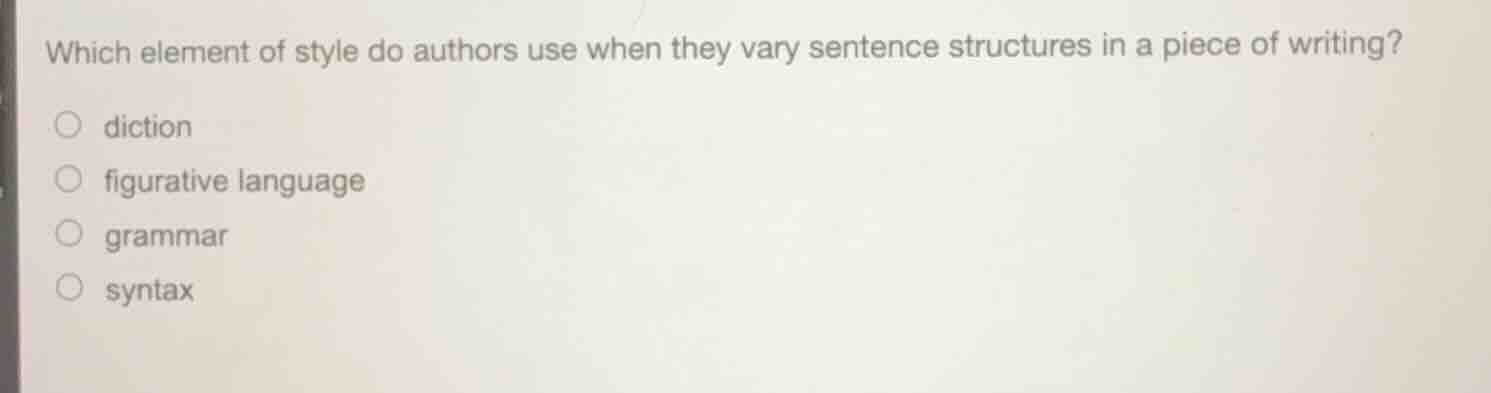 which element of style do authors use when they vary sentence structure…