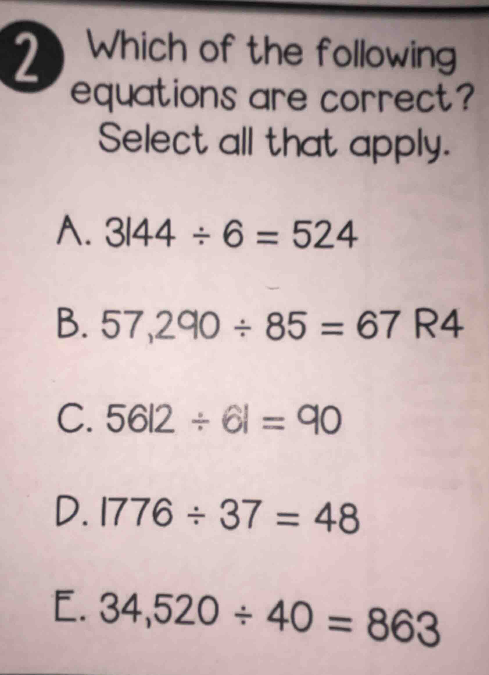 2 which of the following equations are correct? select all that apply. …