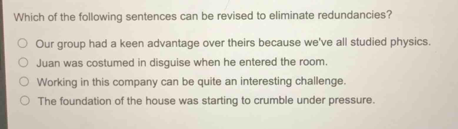 which of the following sentences can be revised to eliminate redundanci…