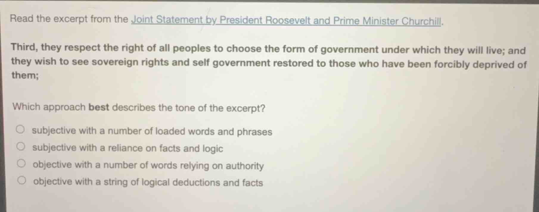 read the excerpt from the joint statement by president roosevelt and pr…