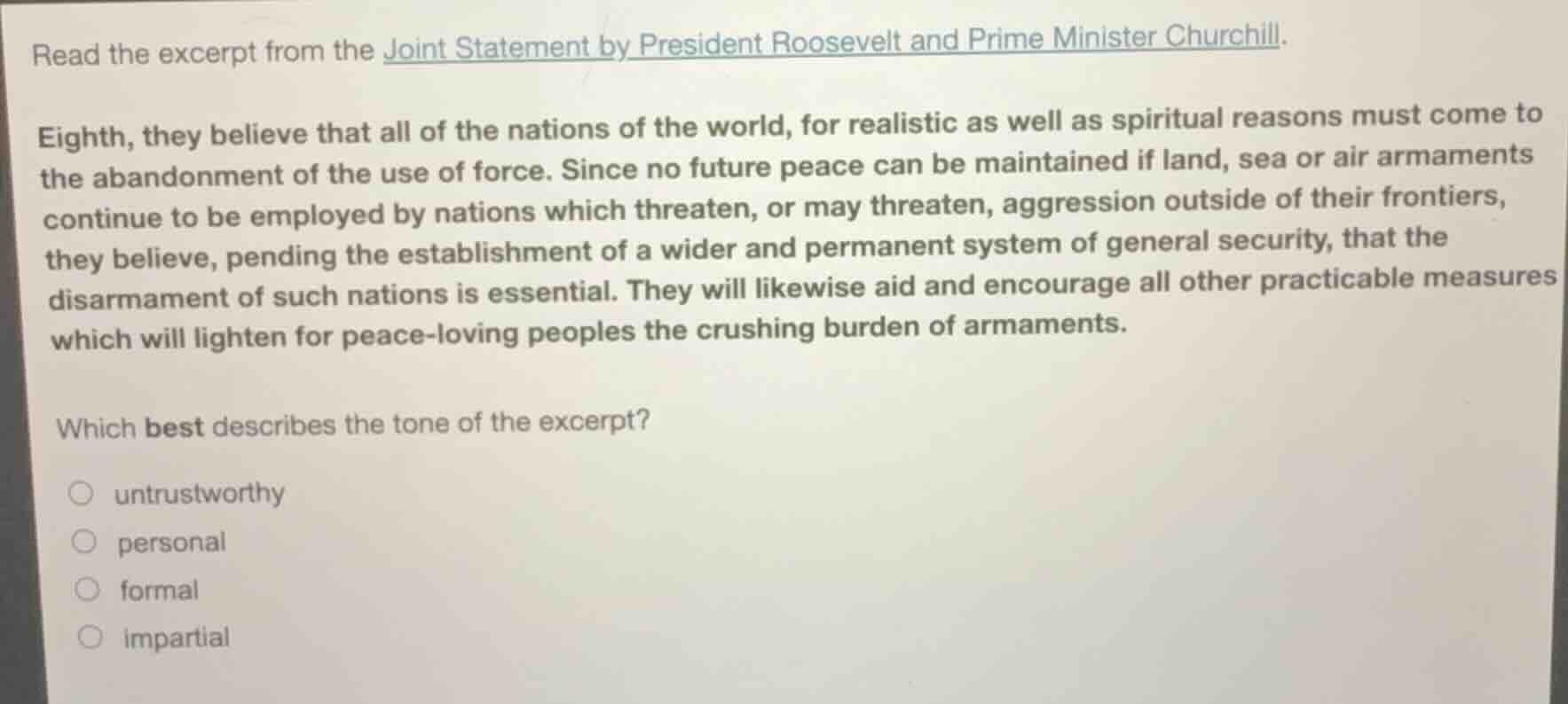 read the excerpt from the joint statement by president roosevelt and pr…